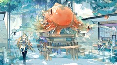 Children anime girls pantyhose playground neko Akitsu Taira