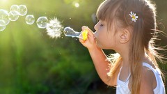 Children bubbles blowing bubbles