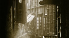 Children Hong Kong sepia monochrome houses old photography Fan 