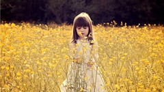 Children lonely sad fields