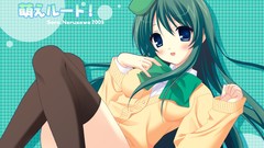 Children long hair anime girls blue eyes green hair karen 