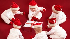 Children new year santa claus