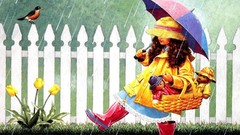 Children singing in the rain