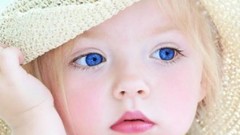 Children wool baby faces blue eyes