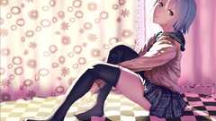 China Anime blue hair anime girls blue eyes short hair vocaloid 