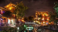 China hdr lights night Asia colorful building