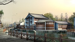 China Japan houses rivers digital digital art