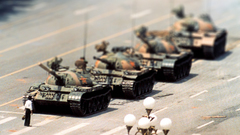 China Men tanks protest