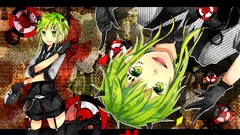 Chips tie gloves masks green eyes short hair playing cards 