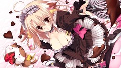 Chocolate Anime anime girls braids animal ears cleavage