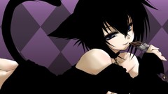 Chocolate Anime black hair nekomimi cat ears loveless purple 