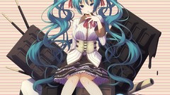 Chocolate anime girls hatsune miku vocaloid twintails aqua hair