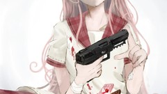 Chocolate blood Anime Candies pistols green eyes Simple 