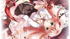 Chocolate dress valentine anime girls green eyes thigh highs