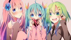 Chocolate tie Hearts schoolgirls blush pink hair long hair 