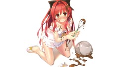 Chocolate white background blush long hair anime girls 