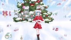 Christmas Anime blue hair anime girls