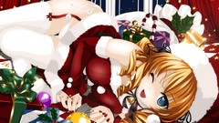 Christmas Anime costume Gifts santa gloves Ribbons blondes 