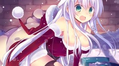 Christmas anime girls cleavage hentai thigh highs torn clothing