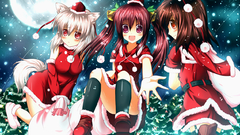 Christmas anime girls touhou animal ears shameimaru aya 