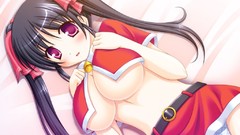 Christmas anime girls underwear panties twintails underboobs 
