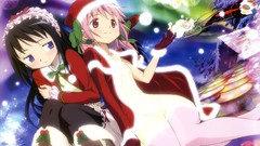 Christmas Anime hats pink hair long hair pink eyes anime girls 
