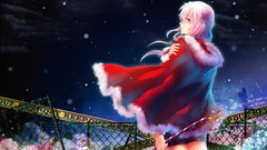 Christmas Anime red dress guilty crown yuzuriha inori upscaled