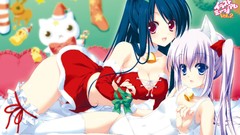 Christmas Anime red eyes blue hair anime girls blue eyes 