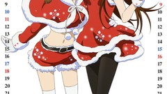 Christmas Anime Snowmen Ribbons Calendar December santa claus 