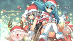 Christmas blue hair long hair blue eyes short hair yellow eyes 