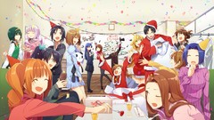 Christmas blue hair long hair green eyes brown eyes short hair 