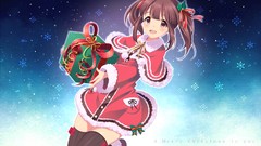 Christmas blush anime girls brown eyes brunettes idolmaster 