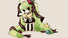 Christmas Chibi blondes long hair green eyes hatsune miku 