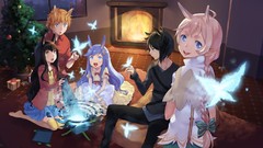 Christmas dress stockings long hair blue eyes short hair yellow 