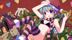 Christmas Gifts scarfs blush blue hair pink eyes anime girls 