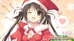Christmas hats Calendar smiling anime girls brown eyes 