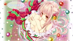 Christmas pink hair long hair anime girls nekomimi animal ears 