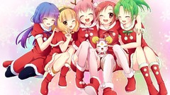 Christmas red eyes blondes blush blue hair pink hair long hair 