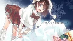Christmas santa skirts anime girls boots brown eyes brunettes 
