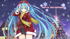 Christmas scarfs long hair green eyes hatsune miku vocaloid 