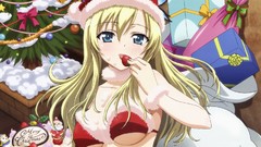 Christmas trees blondes anime girls blue eyes boku wa tomodachi 