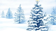 Christmas trees snow landscapes