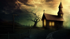 Church artwork cemetery graves