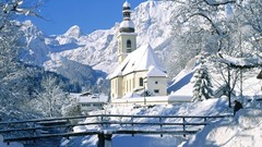 Church winter Mountains nature