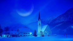 Church winter snow Art