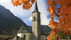 Churches Mountains Landscapes autumn