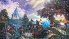 Cinderella prince story Thomas Kinkade digital art Disney Castle