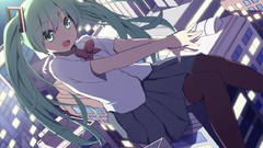 Cities anime girls school uniforms hatsune miku vocaloid 