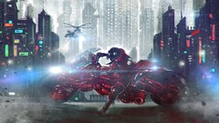 Cities artwork akira futuristic motorbikes