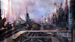 Cities artwork fantasy art futuristic Christian Quinot